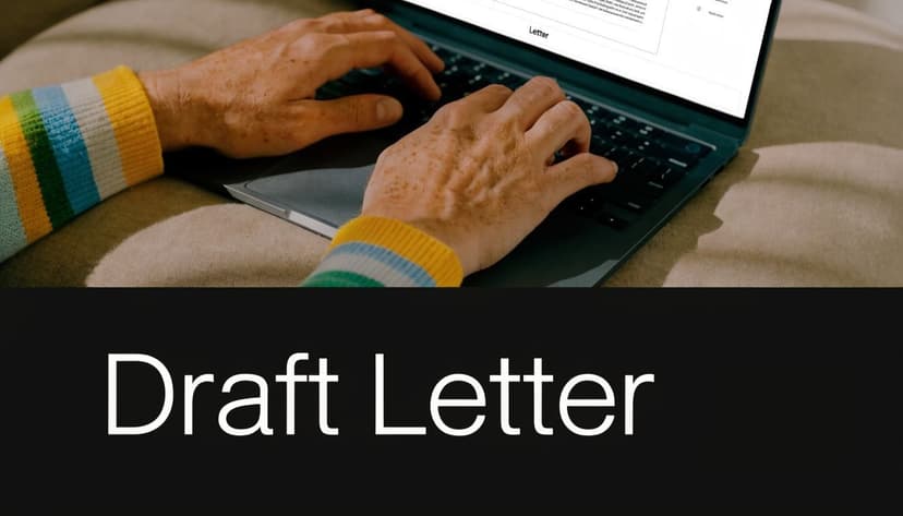 A person writing a formal letter on a laptop keyboard while sitting comfortably on a soft surface.
