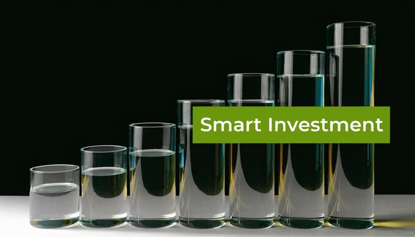 A conceptual image showing clear glasses filled with increasing levels of water, symbolizing growth and smart investment strategies.