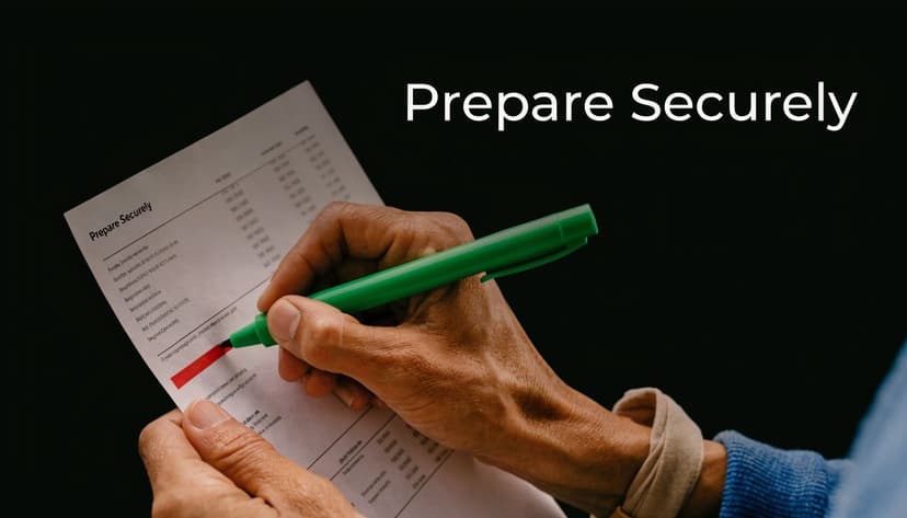 A close-up view of a person using a green highlighter to mark a sample bank statement document.