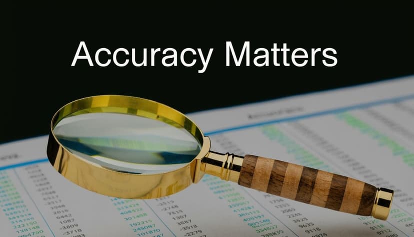 A magnifying glass sits on a paper document filled with rows of financial data and numbers.