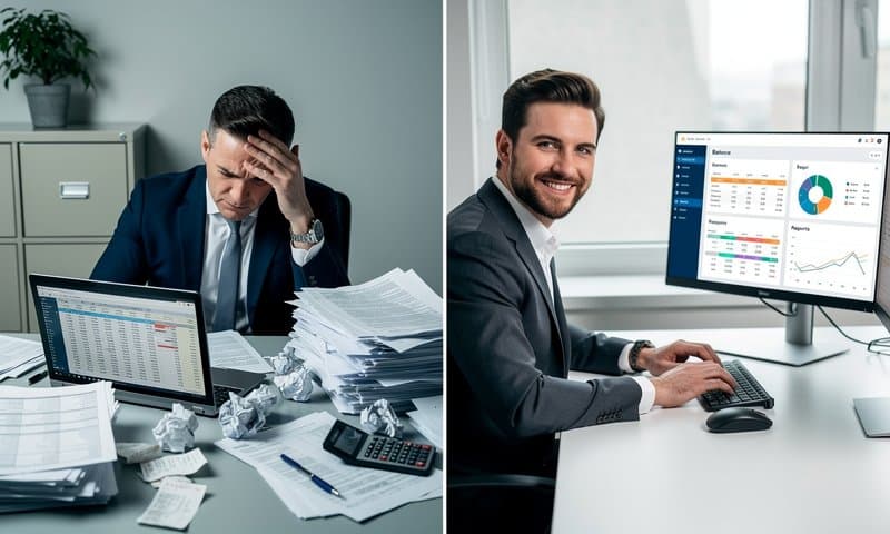 Accountant working efficiently with automated bank statement conversion