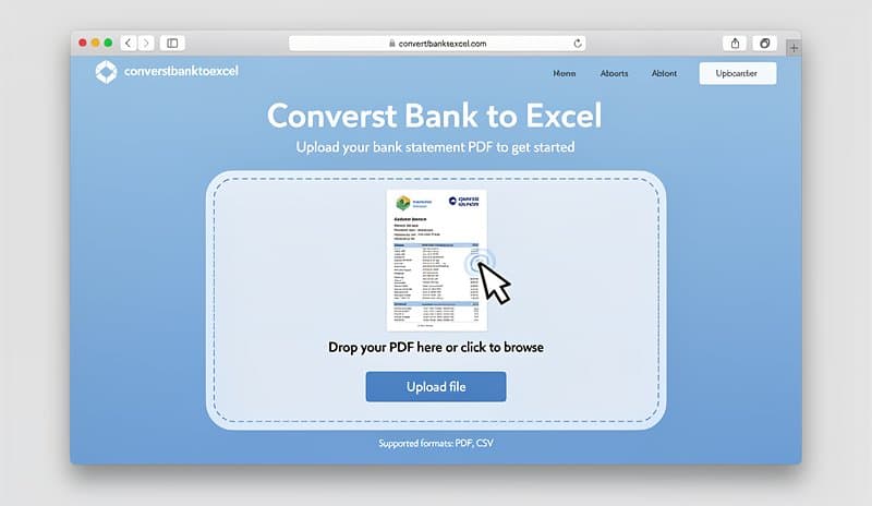 Bankafschrift uploaden in de converter interface