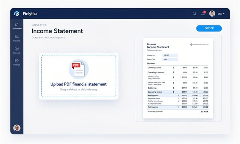Modern web interface for uploading and parsing financial statement PDF documents