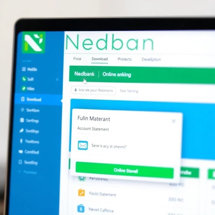 Nedbank online banking portal showing account statement download section and date range selector