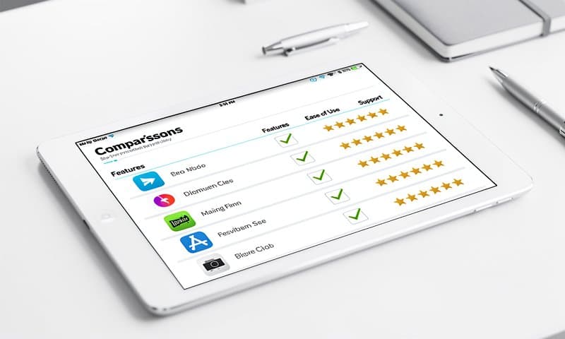 Software comparison checklist with ratings for bank statement conversion tools